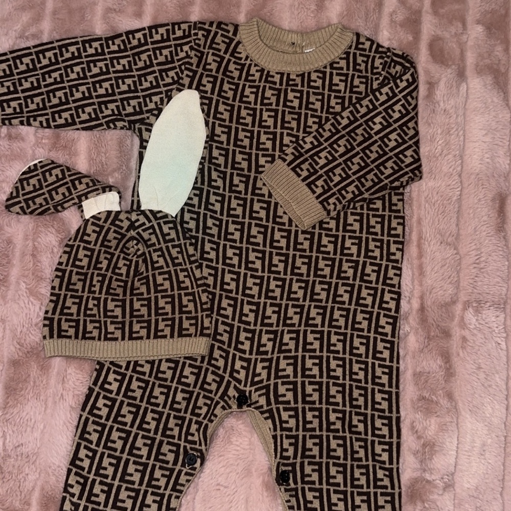 Infant Fendi Romper & Hat